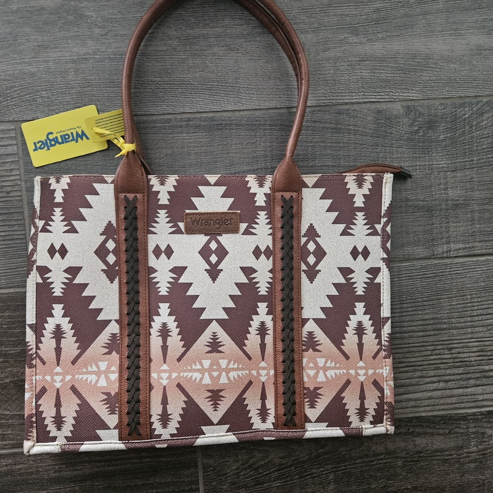 Wrangler Brown and Cream Patterned Tote Bag